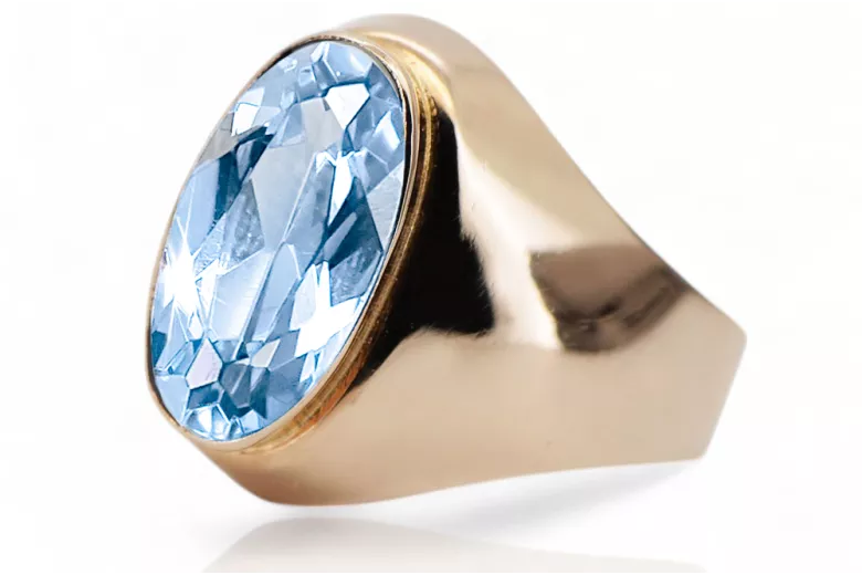 Vintage Ring Unikátny Aquamarine Originálny vinobranie 14K Produkt s Pink Gold VRC077R